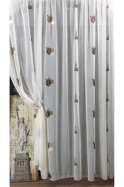 Mastel Perdea bucatarie crem model BC2 confectionata cu rejansa