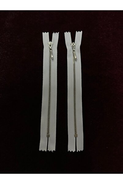 e tuhafiye 2 бели метални зъбчета в долната част, неотварящ се цип (19 см)