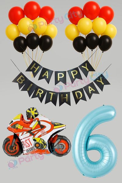 Party City 6 Year Old Boy Birthday Decoration Set – Engine Themed Foil Balloons & Colorful Party Balloons