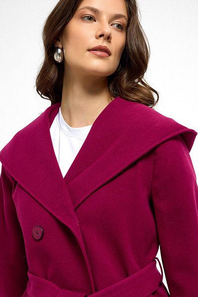 Olcay Zweireihiger Kurzmantel mit Kapuze FUCHSIA 3103