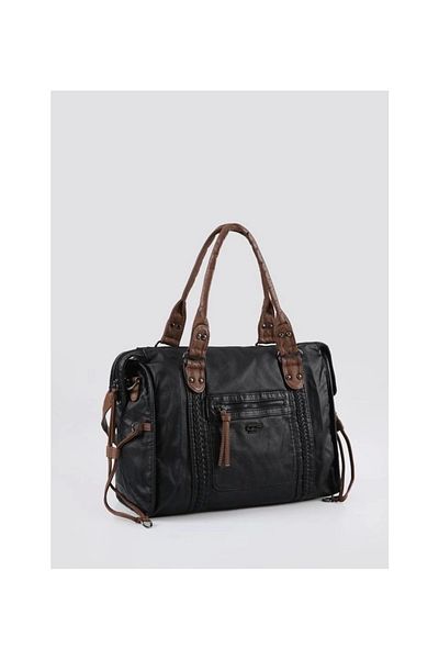 KAZAX Muert Black Leather Shoulder Strap Handbag