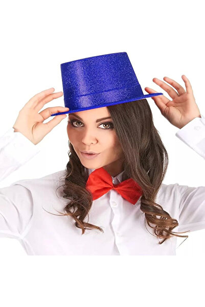 lowell home Blue Color Glitter Silvery Fedora Cylinder Party Hat