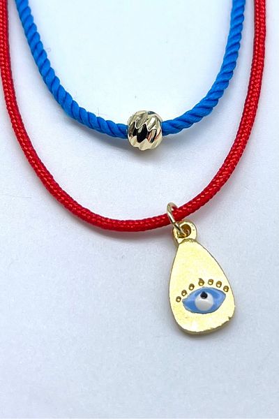 Concept HuBuTU Öavi Red Twisted Rope Necklace Set with Evil Eye and Dorika Figures (2 Pieces)