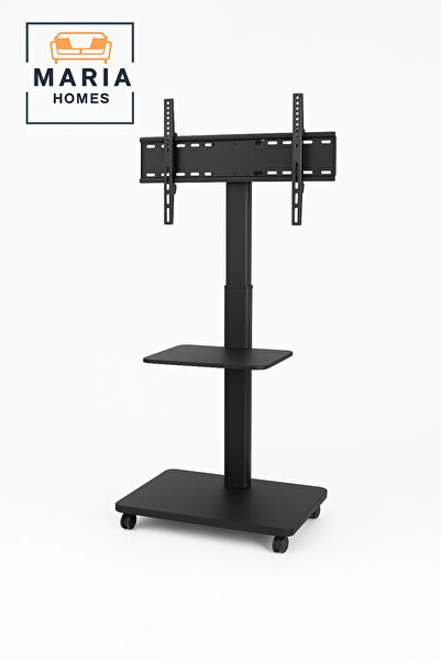MARIA HOMES حامل تلفزيون متنقل قابل للتعديل مع رف وعجلات قابلة للقفل