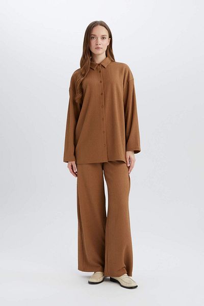 DeFacto Μακρυμάνικο πουκάμισο Relax Fit Polo Neck Twist D7520AX25SP