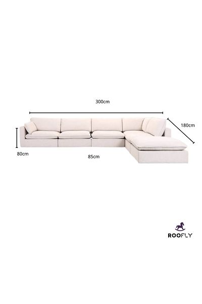 BIZ NAS Luxury Corner Sofa in White Linen
