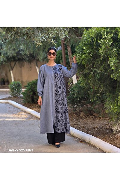 Henna Elisa keten etnik fermuarlı ferace