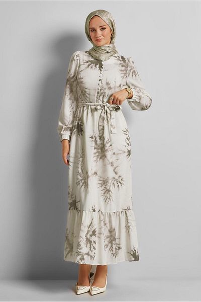 Alvina Belted Patterned Dress 45725