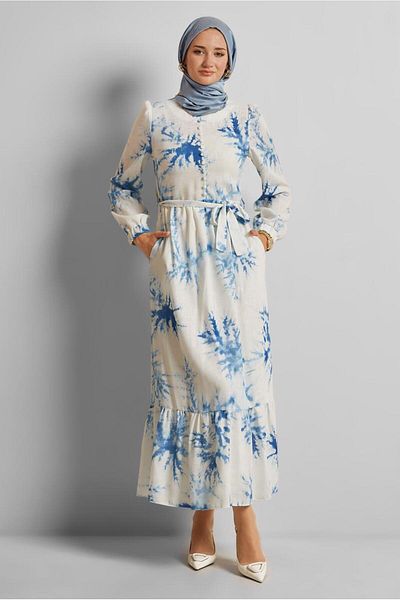 Alvina Belted Patterned Dress 45725