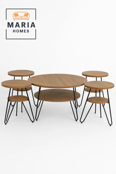 MARIA HOMES طقم طاولة قهوة دائرية متداخلة مع أرجل دبوس الشعر