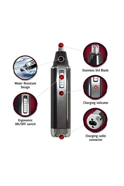 Gemei Set profesional de tuns facial 2 în 1, GM3106 + breloc personalizat cu card de supermarket