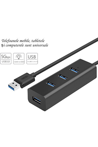 OEM Hub USB 3.0 cu 4 porturi, splitter USB BOMSTOM, 1,2 m, negru