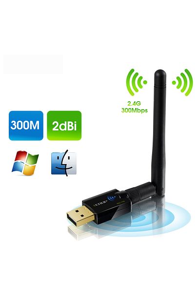 EDUP Wireless adapter with external antenna EP-MS1559, 300Mbps, USB, Black