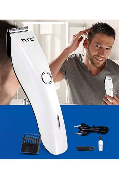 HTC AT 206 rechargeable hair clipper and shaver, white