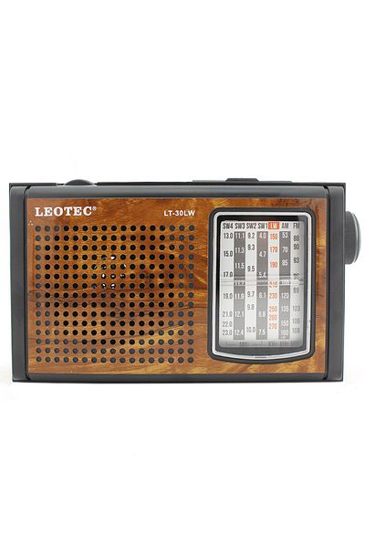 leotec portable FM-AM radio, retro style, 7 radio bands, mains or battery power