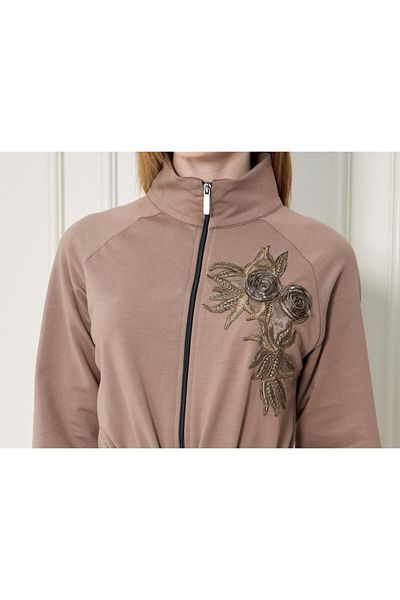 Modestia Women's Cotton Adjustable Waist Full Zip Tunic Tracksuit Set