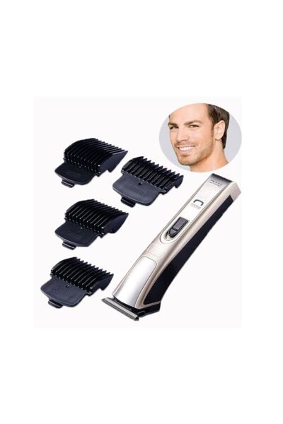 HTC Professional cordless hair clipper with accessories and titanium blade, GOLD