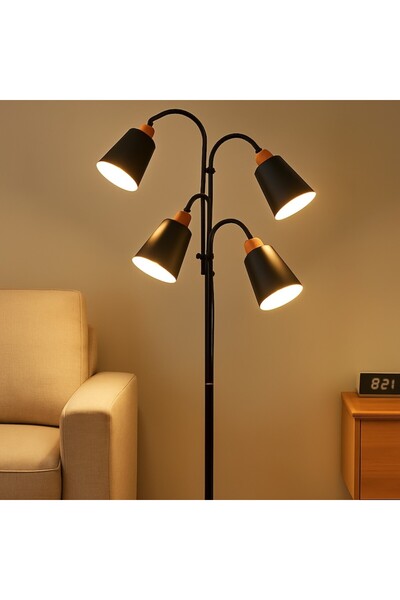 DIGIMAT STORE DIGIMAT PREMIUM Tall Floor Lamp, Metal/ABS/Wood, Adjustable Arms, 4xE27, 190 cm