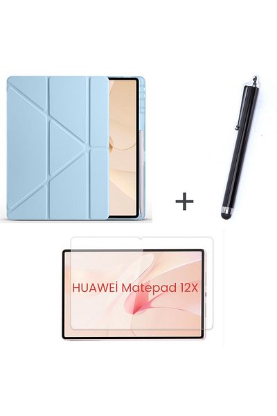 İncisoft Huawei Matepad 12X Compatible Pen Compartment Stand Case + Screen Protector + Pen Set of 3