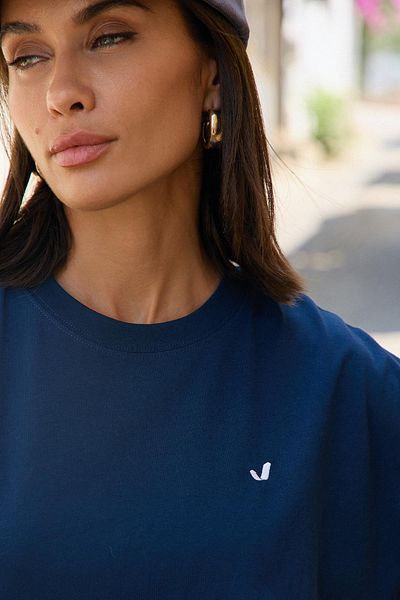 Jerf Aura Crop T-Shirt Navy Blue