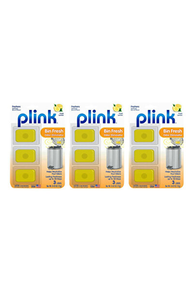 PLINK مزيل روائح سلة المهملات برائحة الليمون المنعشة، 3 قطع، 12 جم