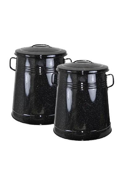 Medias Promo Pack: 2 x 30-liter Lard Containers, Enameled Garnita