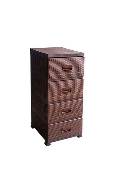 Raki Coffee-colored rattan 4-drawer cabinet MN0133120