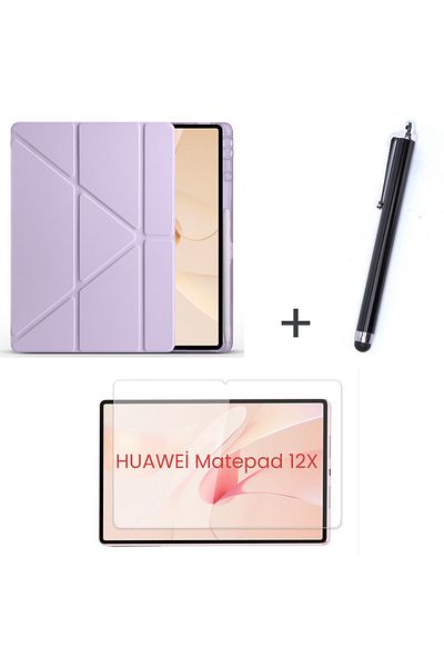 İncisoft Huawei Matepad 12X Compatible Pen Compartment Stand Case + Screen Protector + Pen Set of 3