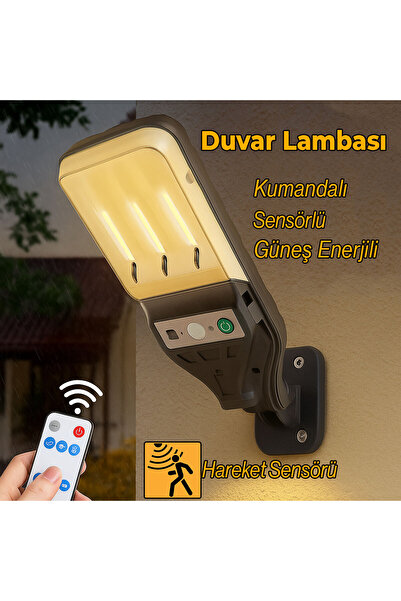NZB Hareket Sensörlü Kumandalı Duvar Lambası Aplik Plastik Sokak Bahçe İç Dış Aydınlatma Armatürü IP54