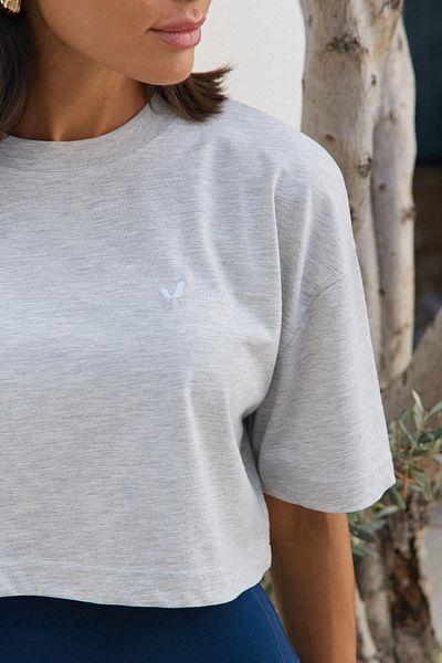 Jerf Aura Crop T-Shirt Gray Melange