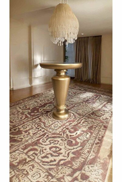 Simillo Home&Living Altın Varaklı Tekli Ahşap Mantar Sehpa Seti – Dekoratif Y...