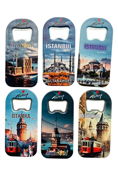 GALATA GIFT Bottle Opener, Opener Magnet (6) Pieces Istanbul Themed Refrigerator Magnet, Soda Soda Pop Opener 9cm