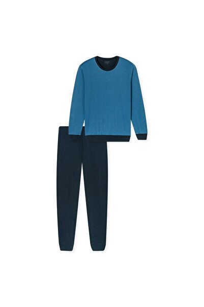 uncover by Schiesser Herren Schlafanzug 2-tlg. Set - lang, Rundhals-Ausschnitt, Baumwolle, uni/gemus