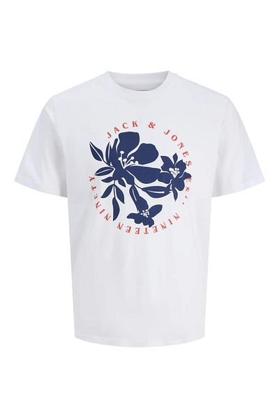 Jack & Jones Tricou cu imprimeu cu logo pentru bărbați J&J JJDOWN alb A0000