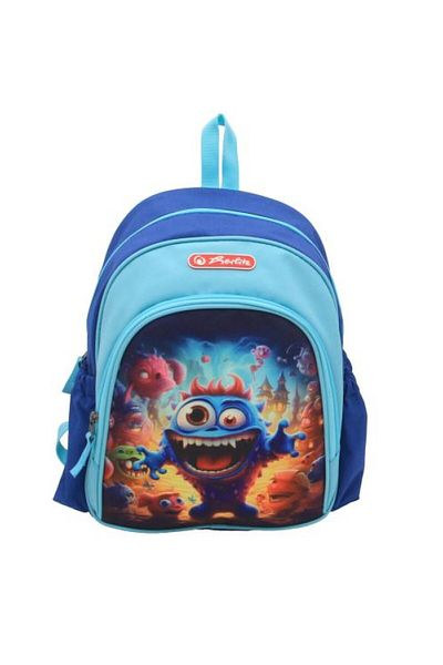 Herlitz Backpack Cool, Dimensions 31×20×12 cm, Motif Blue Monster, Color Multicolor, Material Fabric