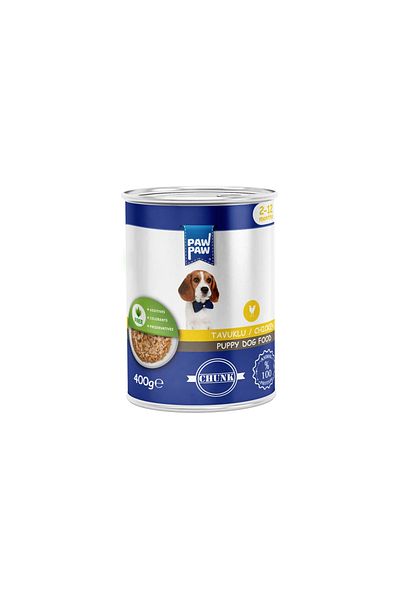 PawPaw Hrana umeda caini junior, bucati pui in sos, 400g, sursa proteine pentru crestere sanatoasa.