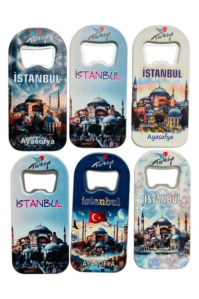 GALATA GIFT Bottle Opener, Opener Magnet (6) Pieces Istanbul Themed Refrigerator Magnet, Soda Soda Pop Opener 9cm