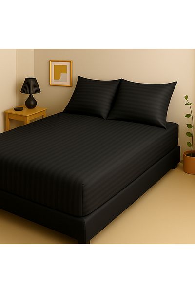 Skyrose Premium Striped Satin Bed Sheet in 2 Different Sizes (Double, Battal Size)