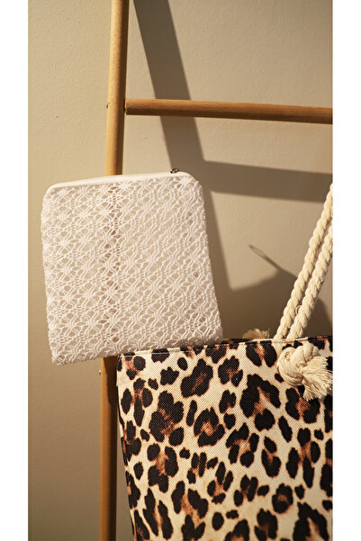 AQUATOLIA Women's Leopard Bag - Colorful - Zippered - 50*35 cm - Leopard Pattern - Beach Bag