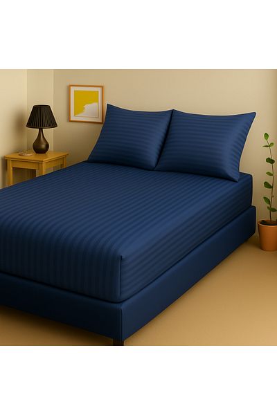 Skyrose Premium Striped Satin Bed Sheet in 2 Different Sizes (Double, Battal Size)