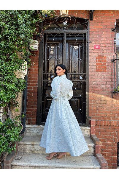 KÜÇÜĞÜM BUTİK Φόρεμα με φουσκωτό στυλ με χιτζάμπ, υδάτινο πράσινο χρώμα, από ποπλίνα