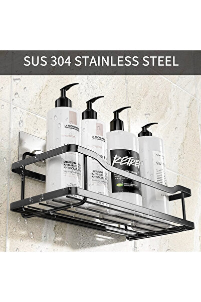 Quasar & Co. Set of 4 shower shelves, bathroom shelves, hanging, adhesive fastening, 6.5x12x31/7.5x13.5x31.5cm