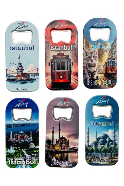 GALATA GIFT Bottle Opener, Opener Magnet (6) Pieces Istanbul Themed Refrigerator Magnet, Soda Soda Pop Opener 9cm