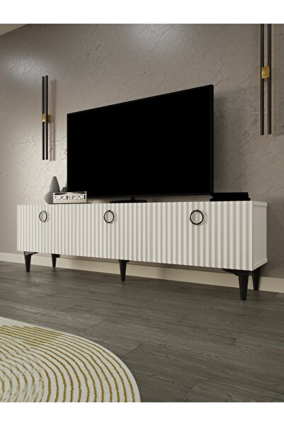 umondesign Line Tv Ünitesi 150 cm Üç Kapaklı MDF Kapak Raflı Ayaklı TV Sehpası