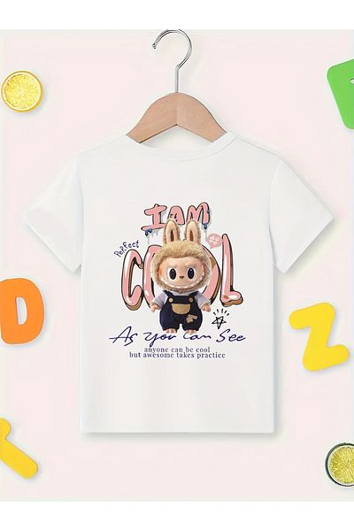 Let's Wear Labubu I Am Cool Character Front Printed T-Shirt for Girl
