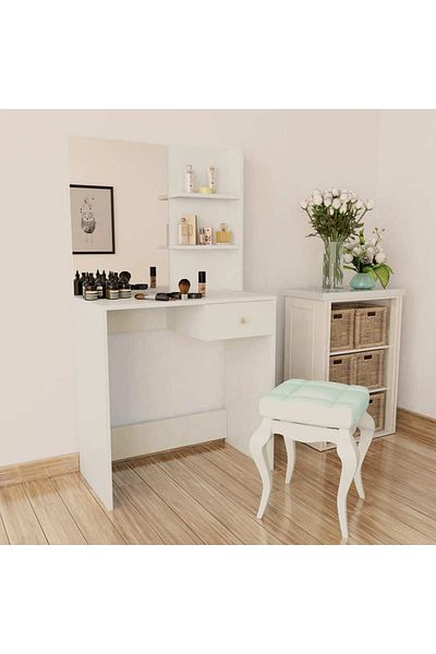 vidaxl Dressing Table Engineered Wood 75x40x141 cm White