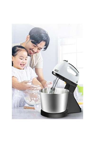 FOXMAG24 Mixer with bowl, 350W, 7 speeds, mixing/kneading accessories, metal/plastic, white/black