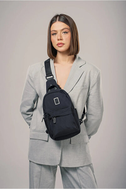 WALKWAY 17984 Black Unisex Backpack and Chest Bag Ccs London