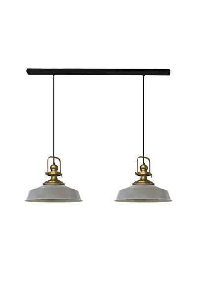 Bamyum Gri Asaletli Ikili Avize Eskitme Başlık Retro Sarkıt Lamba Mutfak Salon Kafe Avizeleri