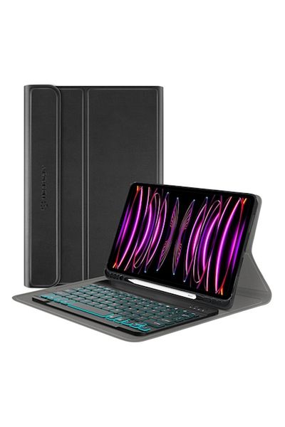 Rao Smart Case with Keyboard for iPad Pro 12.9 2018/2020/2021/2022 / Air 13 2024, CozyTab Case, V23, Sil